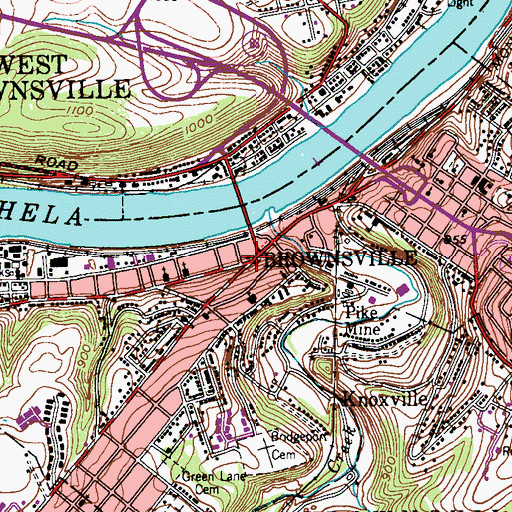 Topographic Map of Brownsville Police Department, PA