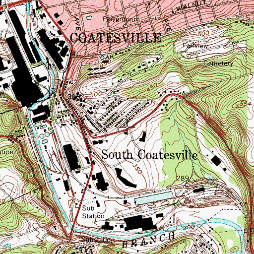 Topographic Map of South Coatesville Police Department, PA