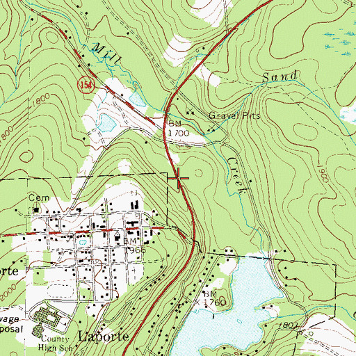 Topographic Map of Pennsylvania State Police Troop P Laporte Station, PA
