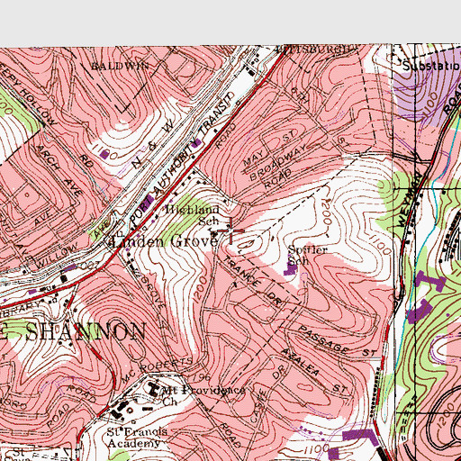 Topographic Map of Castle Shannon Police Department, PA