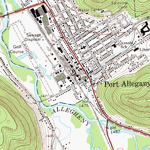 Topographic Map of Port Allegany Borough Police Department, PA