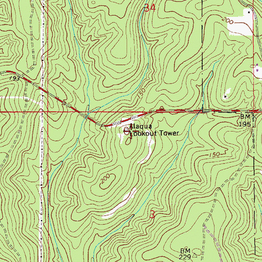 Topographic Map of Alaqua Lookout Tower, FL