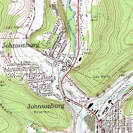 Topographic Map of Johnsonburg Police Department, PA