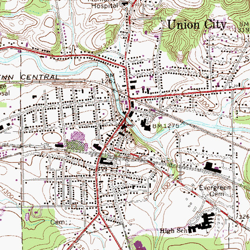 Topographic Map of Union City Police Department, PA