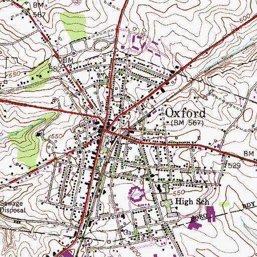 Topographic Map of Oxford Borough Police Department, PA