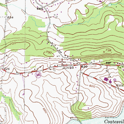 Topographic Map of West Caln Township Police Department, PA