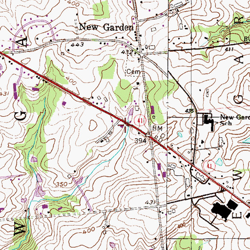 Topographic Map of Southern Chester County Regional Police Department, PA