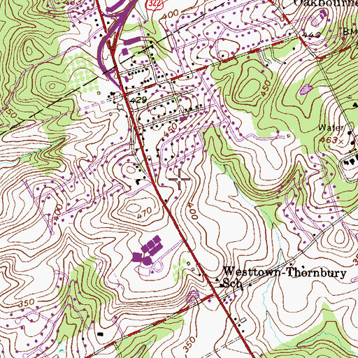 Topographic Map of Westtown - East Goshen Regional Police Department, PA