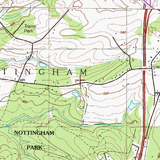 Topographic Map of West Nottingham Township Police Department, PA