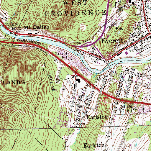 Topographic Map of Pennsylvania State Police Troop T Everett Station, PA