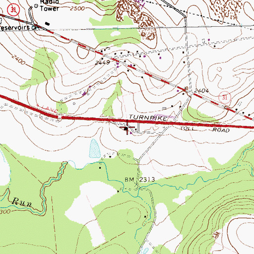 Topographic Map of Pennsylvania State Police Troop T Somerset Station, PA