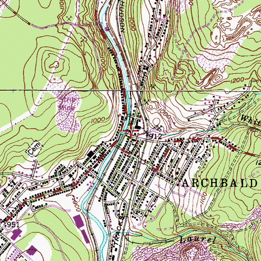 Topographic Map of Archbald Borough Police Department, PA