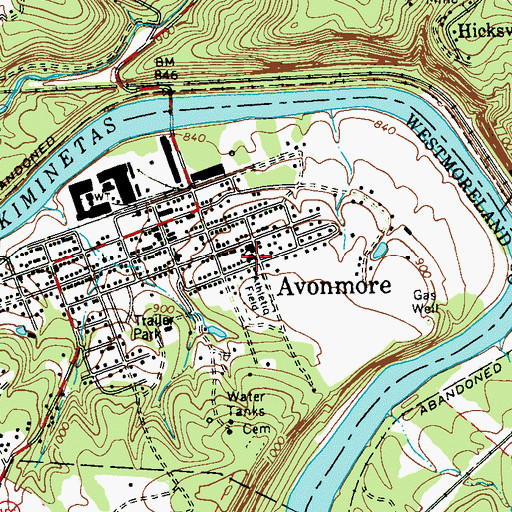 Topographic Map of Avonmore Boro Police Department, PA
