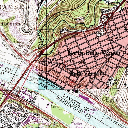 Topographic Map of Southwest Regional Police Department, PA