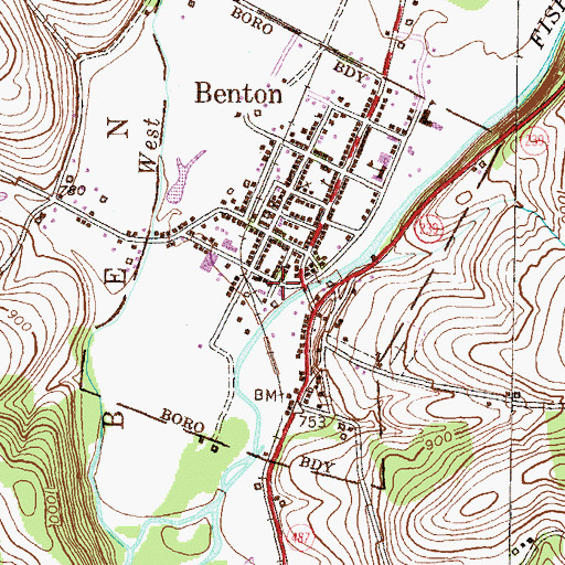Topographic Map of Benton Boro Police Department, PA