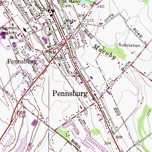 Topographic Map of Upper Perk Police District, PA