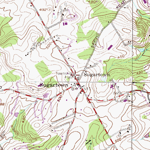 Topographic Map of Willistown Township Police Department, PA