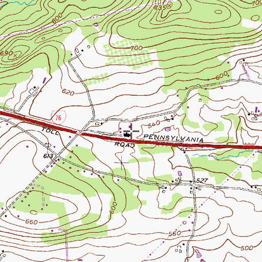 Topographic Map of Pennsylvania State Police Troop T Bowmansville Station, PA