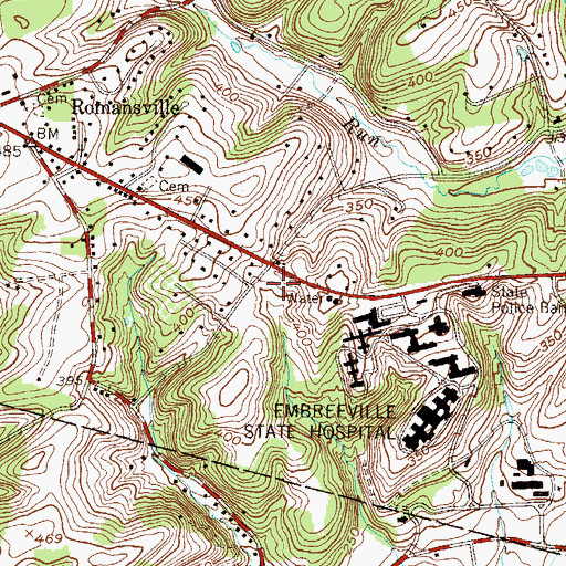 Topographic Map of Pennsylvania State Police Troop J Embreeville Station, PA
