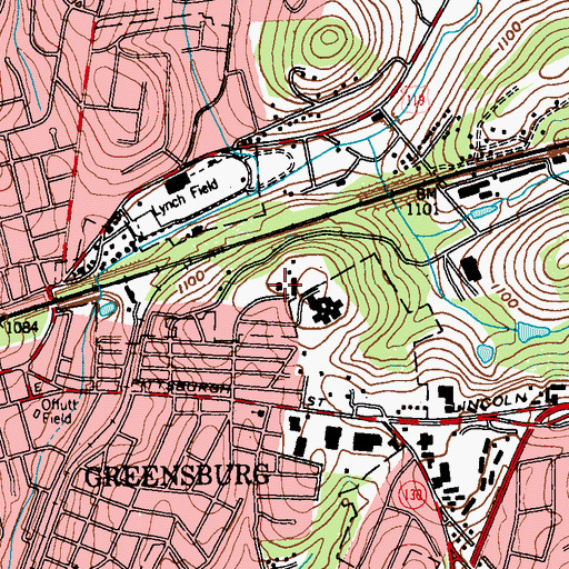 Topographic Map of Pennsylvania State Police Troop A Headquarters and Greensburg Station, PA