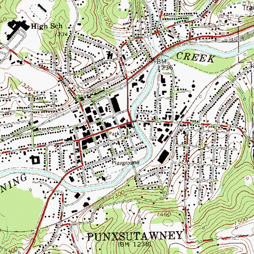 Topographic Map of Punxsutawney Police Department, PA