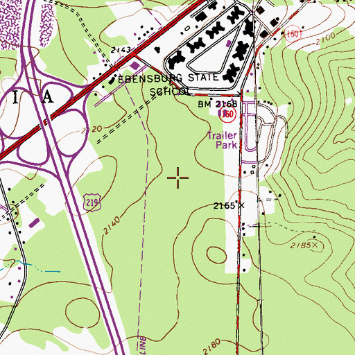 Topographic Map of Pennsylvania State Police Troop A Ebensburg Station, PA