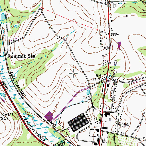 Topographic Map of Pennsylvania State Police Troop A Somerset Station, PA