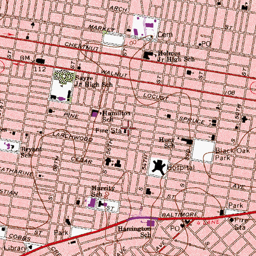 Topographic Map of Philadelphia Police Department - 18th District, PA
