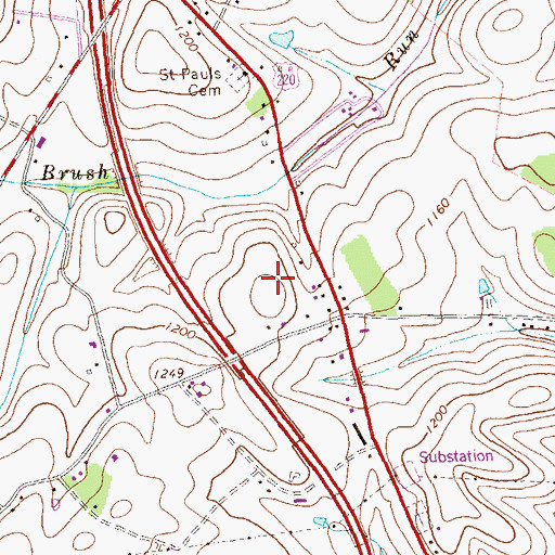 Topographic Map of Pennsylvania State Police Troop G Bedford Station, PA