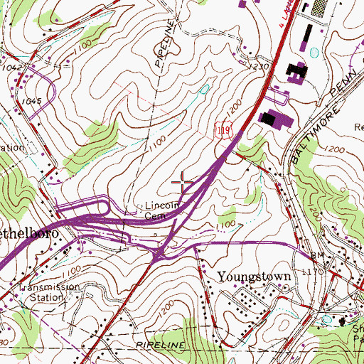 Topographic Map of Pennsylvania State Police Troop B Uniontown Station, PA
