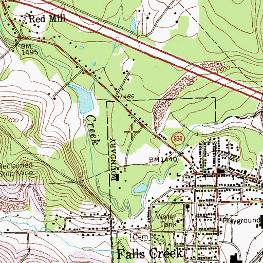 Topographic Map of Pennsylvania State Police Troop C DuBois Station, PA