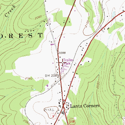 Topographic Map of Pennsylvania State Police Troop C Kane Station, PA
