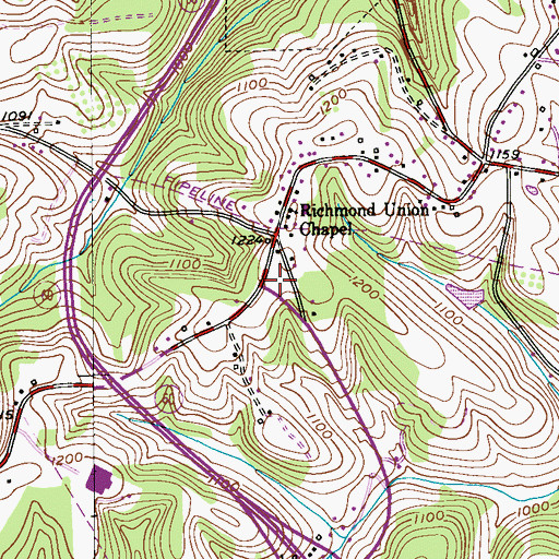 Topographic Map of Pennsylvania State Police Troop D Beaver Station, PA