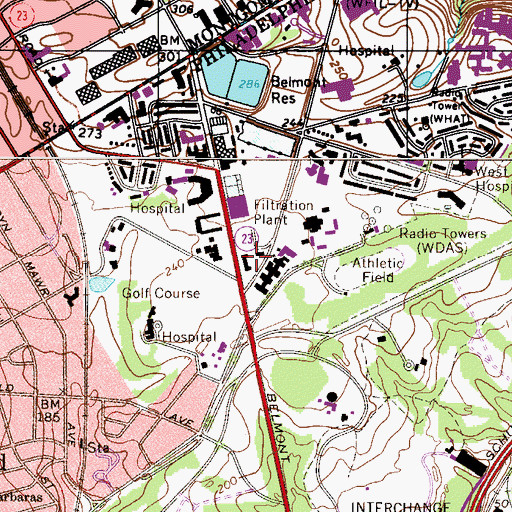Topographic Map of Pennsylvania State Police Troop K Headquarters and Philidelphia Station, PA