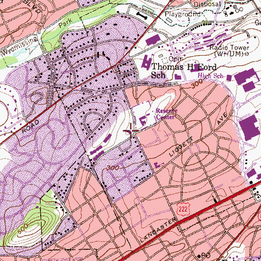 Topographic Map of Pennsylvania State Police Troop L Headquarters and Reading Station, PA