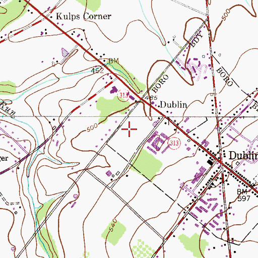 Topographic Map of Pennsylvania State Police Troop M Dublin Station, PA