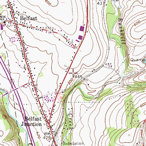 Topographic Map of Pennsylvania State Police Troop M Belfast Station, PA