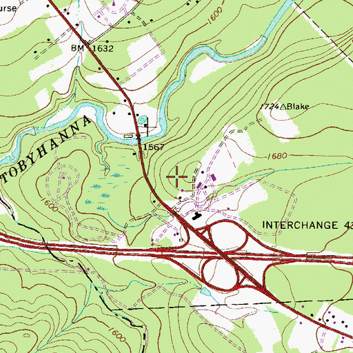 Topographic Map of Pennsylvania State Police Troop N Fern Ridge Station, PA