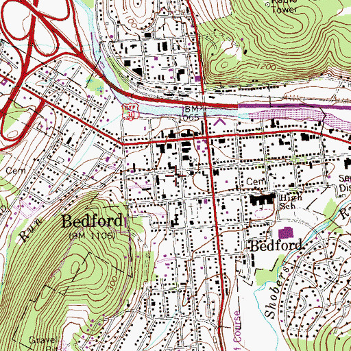 Topographic Map of Bedford County Sheriff's Office, PA
