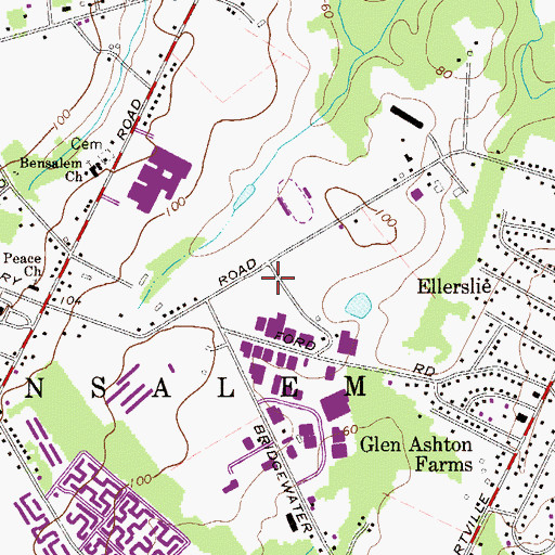 Topographic Map of Bensalem Post Office, PA