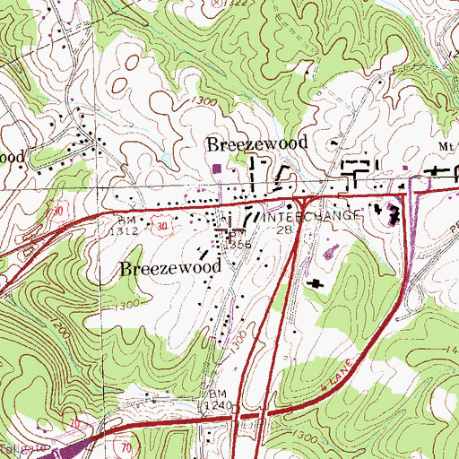 Topographic Map of Breezewood Post Office, PA