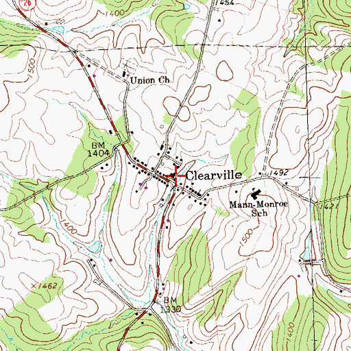 Topographic Map of Clearville Post Office, PA