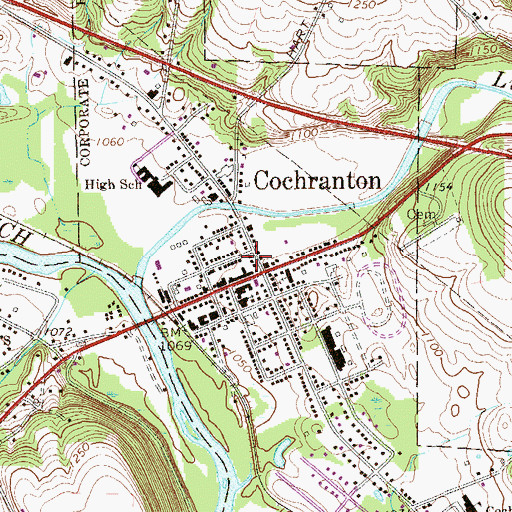 Topographic Map of Cochranton Post Office, PA