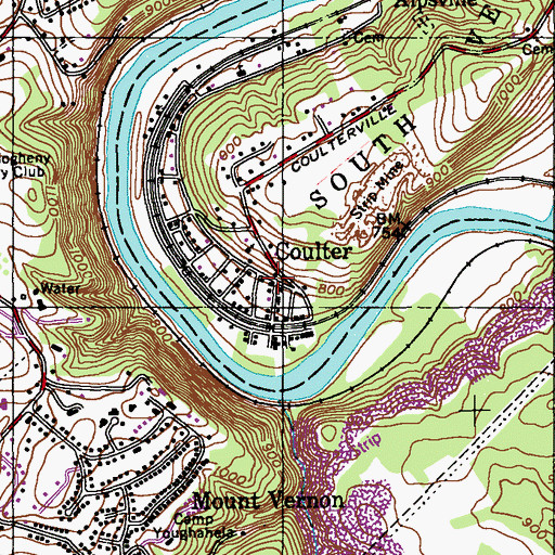 Topographic Map of Coulters Post Office, PA