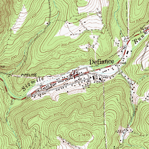 Topographic Map of Defiance Post Office, PA