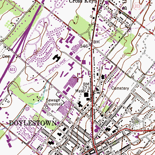 Topographic Map of Doylestown Post Office, PA