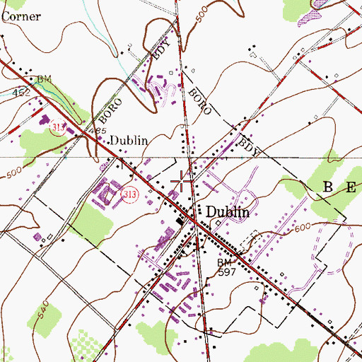 Topographic Map of Dublin Post Office, PA