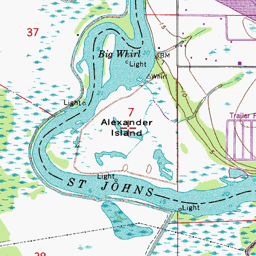 Topographic Map of Alexander Island, FL