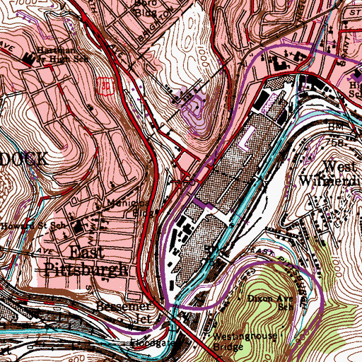 Topographic Map of East Pittsburgh Post Office, PA