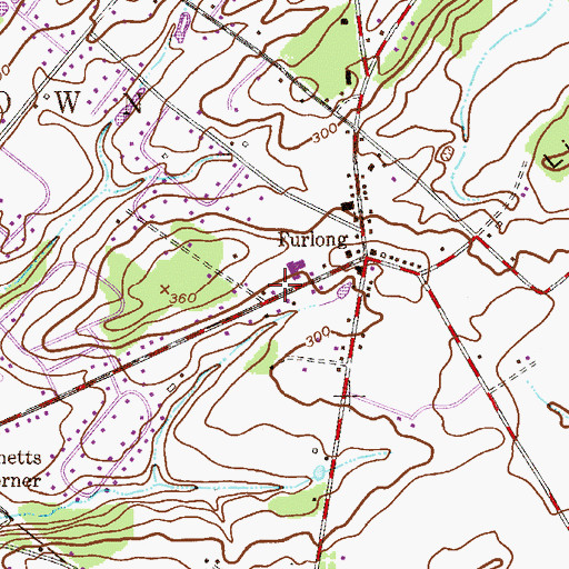 Topographic Map of Furlong Post Office, PA